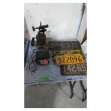 Vintage License Plates Brass Torch Train Control
