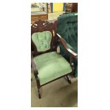 Victorian Carved Back Rocking Chair With Arms