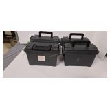 Four plastic ammo boxes