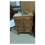 Antique Oak Ice Box With Metal Interior 27 In