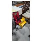 Yellow Wooden Step Stool And Folding Camp Chair