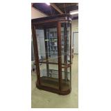 Vintage Bow Glass Curio Cabinet Lighted With