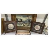 Framed Antique Reverse Painting On Glass Framed