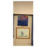 Pair Of Prints Large One Of Sailing Boats Is