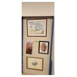 Four Prints  And Paintings As Shown