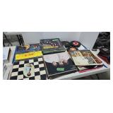 Vintage vinyl record albums and 45 records