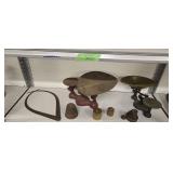 Antique Scales With Weights And Caliper