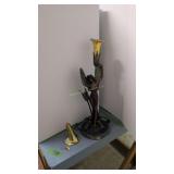 Large Bronze Figural Art Nouveau Lamp, Lady
