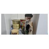 Vintage Potato Chip Tins And Christmas Decoration