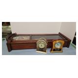 Large Wall Regulator Clock With Two Mantle Clocks