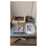 Antique Blue Wear Platter Pans Games Etc