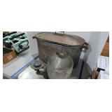 Vintage scales and copper wash boiler