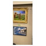 Framed Oil On Board And Astronaut Picture