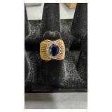 Ladies 14k Diamond And Sapphire Ring 8.8 G