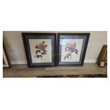 Pair Of Large Framed Floral Prints 26 X32