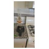 Vintage Oil Lamp Cutting Board And Tools