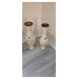 Pair Of Metal Oriental Vases With Dragons 28 In