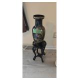 Oriental Vase With Stand 26 In Overall