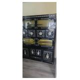 Large Ornate Oriental Black Lacquer China Closet