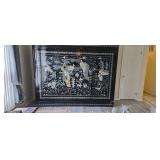 Large Ornate Oriental Black Lacquer Cabinet With