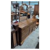 Vintage Ethan Allen Dresser With Beveled Mirror