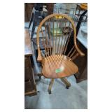 Oak Roll Around Swiveled Desk Arm Chair
