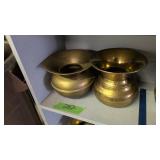 Pair Of Brass Spittoons 6 In And 6.75 In