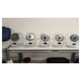 Five Vintage Countertop Candy Display Jars With