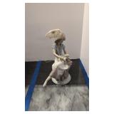 Llardo Figure Lady With Umbrella And Dog 9 In Tall