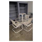 Glass Top Patio Table With Three Chairs And End