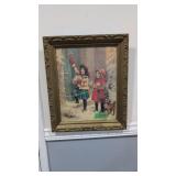 Vintage print in ornate frame girls delivering