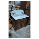 Antique Victorian Walnut Marble Top Wash Stand