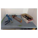 Box Of Vintage Lenses And Caulking Guns