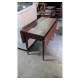 Antique Primitive Tapered Leg Pine Drop Leaf Table