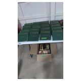 Cookbooks on table and underneath table