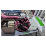 Box Of Dvds Carry Bag Pillow Etc