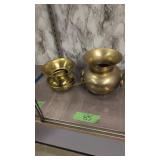 Pair Of Brass Spittoons 6.25-in Diameter 7.5 In