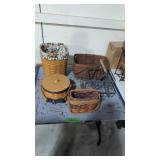4 longaberger baskets with metal rack