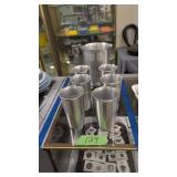 Vintage Mcm Aluminum Water Pitcher With Six