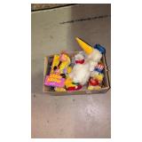 Box of vintage stuffed animal toys