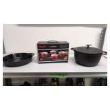 Cast Iron Dutch Oven Frying Pan And Rice Bowls