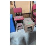 Vintage Folding Vinyl Step Stool And Animal