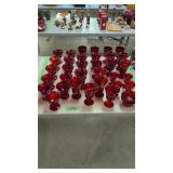 Lot Of Red Swirl Goblets Sherbets Etc
