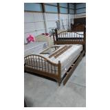 Queen Size Bed With Clean Bedding Mirror Etc Bed