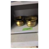 Pair Of Brass Spittoons 4 In Tall