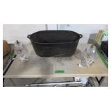 Cast iron pot 26 in Long pair of table lamps and