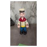 Cast Iron Popeye The Sailor Man Bank 8.5 In Tall