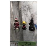 Three Negro Figures Cast Iron And Porcelain 3.25