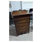 Antique Oak Five Drawer Tall Chest 32 In By 54 In