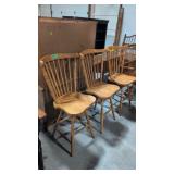 3 Oak Swivel Bar Stools